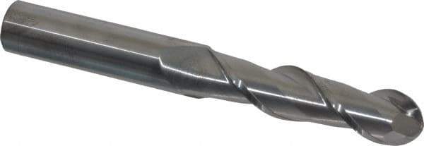 Accupro - 3/4" Diam, 3" LOC, 2 Flute Solid Carbide Ball End Mill - Uncoated, Single End, 6" OAL, 3/4" Shank Diam, Spiral Flute - USA Tool & Supply