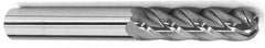 Accupro - 1" Diam, 2-1/4" LOC, 4 Flute Solid Carbide Ball End Mill - TiCN Finish, Single End, 5" OAL, 1" Shank Diam, Spiral Flute - USA Tool & Supply