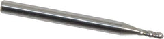 Accupro - 1/16" Diam, 3/16" LOC, 4 Flute Solid Carbide Ball End Mill - Uncoated, Single End, 1-1/2" OAL, 1/8" Shank Diam, Spiral Flute - USA Tool & Supply