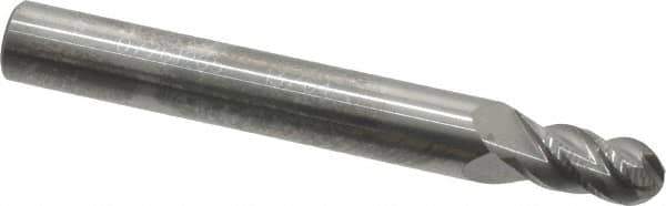 Accupro - 13/64" Diam, 3/8" LOC, 4 Flute Solid Carbide Ball End Mill - Uncoated, Single End, 2" OAL, 1/4" Shank Diam, Spiral Flute - USA Tool & Supply