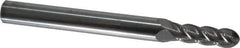 Accupro - 13/64" Diam, 5/8" LOC, 4 Flute Solid Carbide Ball End Mill - Uncoated, Single End, 2-1/2" OAL, 1/4" Shank Diam, Spiral Flute - USA Tool & Supply