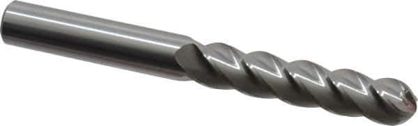 Accupro - 7/16" Diam, 2" LOC, 4 Flute Solid Carbide Ball End Mill - Uncoated, Single End, 4" OAL, 7/16" Shank Diam, Spiral Flute - USA Tool & Supply