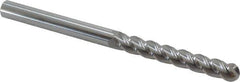 Accupro - 7/16" Diam, 3" LOC, 4 Flute Solid Carbide Ball End Mill - Uncoated, Single End, 6" OAL, 7/16" Shank Diam, Spiral Flute - USA Tool & Supply