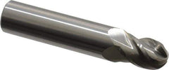 Accupro - 29/64" Diam, 5/8" LOC, 4 Flute Solid Carbide Ball End Mill - Uncoated, Single End, 2-1/2" OAL, 1/2" Shank Diam, Spiral Flute - USA Tool & Supply