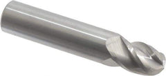 Accupro - 15/32" Diam, 5/8" LOC, 4 Flute Solid Carbide Ball End Mill - Uncoated, Single End, 2-1/2" OAL, 1/2" Shank Diam, Spiral Flute - USA Tool & Supply