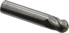 Accupro - 31/64" Diam, 5/8" LOC, 4 Flute Solid Carbide Ball End Mill - Uncoated, Single End, 2-1/2" OAL, 1/2" Shank Diam, Spiral Flute - USA Tool & Supply