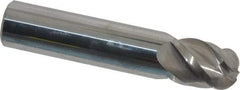 Accupro - 1/2" Diam, 5/8" LOC, 4 Flute Solid Carbide Ball End Mill - Uncoated, Single End, 2-1/2" OAL, 1/2" Shank Diam, Spiral Flute - USA Tool & Supply