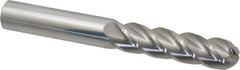 Accupro - 1/2" Diam, 2" LOC, 4 Flute Solid Carbide Ball End Mill - Uncoated, Single End, 4" OAL, 1/2" Shank Diam, Spiral Flute - USA Tool & Supply