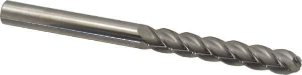 Accupro - 1/2" Diam, 3" LOC, 4 Flute Solid Carbide Ball End Mill - Uncoated, Single End, 6" OAL, 1/2" Shank Diam, Spiral Flute - USA Tool & Supply