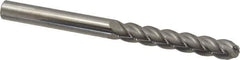 Accupro - 1/2" Diam, 3" LOC, 4 Flute Solid Carbide Ball End Mill - Uncoated, Single End, 6" OAL, 1/2" Shank Diam, Spiral Flute - USA Tool & Supply