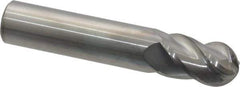 Accupro - 9/16" Diam, 7/8" LOC, 4 Flute Solid Carbide Ball End Mill - Uncoated, Single End, 3" OAL, 9/16" Shank Diam, Spiral Flute - USA Tool & Supply