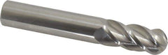 Accupro - 9/16" Diam, 1-1/4" LOC, 4 Flute Solid Carbide Ball End Mill - Uncoated, Single End, 3-1/2" OAL, 9/16" Shank Diam, Spiral Flute - USA Tool & Supply