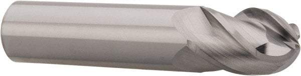 Accupro - 5/8" Diam, 7/8" LOC, 4 Flute Solid Carbide Ball End Mill - Uncoated, Single End, 3" OAL, 5/8" Shank Diam, Spiral Flute - USA Tool & Supply