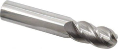 Accupro - 5/8" Diam, 1-1/4" LOC, 4 Flute Solid Carbide Ball End Mill - Uncoated, Single End, 3-1/2" OAL, 5/8" Shank Diam, Spiral Flute - USA Tool & Supply