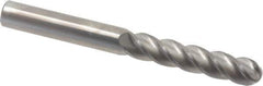 Accupro - 5/8" Diam, 3" LOC, 4 Flute Solid Carbide Ball End Mill - Uncoated, Single End, 6" OAL, 5/8" Shank Diam, Spiral Flute - USA Tool & Supply