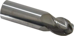 Accupro - 11/16" Diam, 1" LOC, 4 Flute Solid Carbide Ball End Mill - Uncoated, Single End, 3" OAL, 3/4" Shank Diam, Spiral Flute - USA Tool & Supply