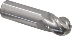 Accupro - 3/4" Diam, 1" LOC, 4 Flute Solid Carbide Ball End Mill - Uncoated, Single End, 3" OAL, 3/4" Shank Diam, Spiral Flute - USA Tool & Supply