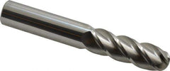 Accupro - 3/4" Diam, 2-1/4" LOC, 4 Flute Solid Carbide Ball End Mill - Uncoated, Single End, 5" OAL, 3/4" Shank Diam, Spiral Flute - USA Tool & Supply