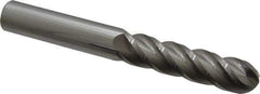 Accupro - 3/4" Diam, 3" LOC, 4 Flute Solid Carbide Ball End Mill - Uncoated, Single End, 6" OAL, 3/4" Shank Diam, Spiral Flute - USA Tool & Supply