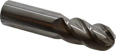 Accupro - 7/8" Diam, 1-3/4" LOC, 4 Flute Solid Carbide Ball End Mill - Uncoated, Single End, 4" OAL, 7/8" Shank Diam, Spiral Flute - USA Tool & Supply