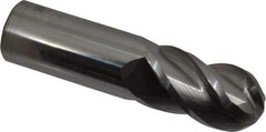 Accupro - 1" Diam, 1-3/4" LOC, 4 Flute Solid Carbide Ball End Mill - Uncoated, Single End, 4" OAL, 1" Shank Diam, Spiral Flute - USA Tool & Supply