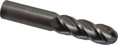 Accupro - 1" Diam, 3" LOC, 4 Flute Solid Carbide Ball End Mill - Uncoated, Single End, 6" OAL, 1" Shank Diam, Spiral Flute - USA Tool & Supply