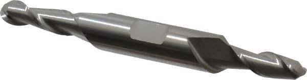 Accupro - 1/4" Diam, 5/8" LOC, 2 Flute Solid Carbide Ball End Mill - Uncoated, Double End, 3" OAL, 3/8" Shank Diam, Spiral Flute - USA Tool & Supply