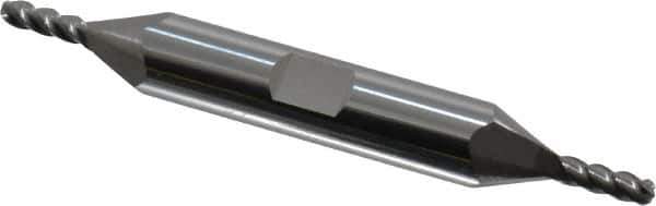 Accupro - 1/8" Diam, 3/8" LOC, 4 Flute Solid Carbide Ball End Mill - Uncoated, Double End, 3" OAL, 3/8" Shank Diam, Spiral Flute - USA Tool & Supply