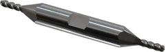Accupro - 1/8" Diam, 3/8" LOC, 4 Flute Solid Carbide Ball End Mill - Uncoated, Double End, 3" OAL, 3/8" Shank Diam, Spiral Flute - USA Tool & Supply