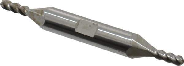 Accupro - 5/32" Diam, 7/16" LOC, 4 Flute Solid Carbide Ball End Mill - Uncoated, Double End, 3" OAL, 3/8" Shank Diam, Spiral Flute - USA Tool & Supply