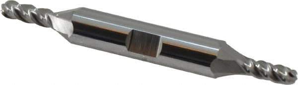 Accupro - 3/16" Diam, 1/2" LOC, 4 Flute Solid Carbide Ball End Mill - Uncoated, Double End, 3" OAL, 3/8" Shank Diam, Spiral Flute - USA Tool & Supply