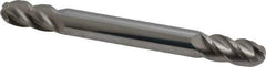 Accupro - 1/4" Diam, 1/2" LOC, 4 Flute Solid Carbide Ball End Mill - Uncoated, Double End, 2-1/2" OAL, 1/4" Shank Diam, Spiral Flute - USA Tool & Supply