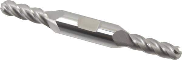 Accupro - 1/4" Diam, 5/8" LOC, 4 Flute Solid Carbide Ball End Mill - Uncoated, Double End, 3" OAL, 3/8" Shank Diam, Spiral Flute - USA Tool & Supply