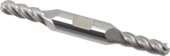 Accupro - 1/4" Diam, 5/8" LOC, 4 Flute Solid Carbide Ball End Mill - Uncoated, Double End, 3" OAL, 3/8" Shank Diam, Spiral Flute - USA Tool & Supply