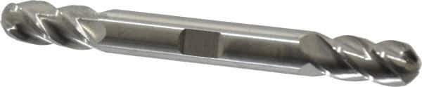 Accupro - 3/8" Diam, 3/4" LOC, 4 Flute Solid Carbide Ball End Mill - Uncoated, Double End, 3-1/2" OAL, 3/8" Shank Diam, Spiral Flute - USA Tool & Supply