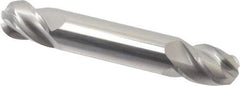 Accupro - 7/16" Diam, 9/16" LOC, 4 Flute Solid Carbide Ball End Mill - Uncoated, Double End, 2-3/4" OAL, 7/16" Shank Diam, Spiral Flute - USA Tool & Supply