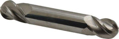 Accupro - 1/2" Diam, 5/8" LOC, 4 Flute Solid Carbide Ball End Mill - Uncoated, Double End, 3" OAL, 1/2" Shank Diam, Spiral Flute - USA Tool & Supply