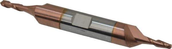 Accupro - 1/8" Diam, 3/8" LOC, 2 Flute Solid Carbide Ball End Mill - TiCN Finish, Double End, 3" OAL, 3/8" Shank Diam, Spiral Flute - USA Tool & Supply