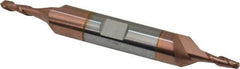 Accupro - 1/8" Diam, 3/8" LOC, 2 Flute Solid Carbide Ball End Mill - TiCN Finish, Double End, 3" OAL, 3/8" Shank Diam, Spiral Flute - USA Tool & Supply