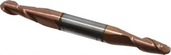 Accupro - 13/64" Diam, 1/2" LOC, 2 Flute Solid Carbide Ball End Mill - TiCN Finish, Double End, 2-1/2" OAL, 1/4" Shank Diam, Spiral Flute - USA Tool & Supply
