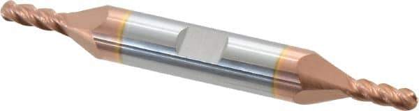 Accupro - 5/32" Diam, 7/16" LOC, 4 Flute Solid Carbide Ball End Mill - TiCN Finish, Double End, 3" OAL, 3/8" Shank Diam, Spiral Flute - USA Tool & Supply