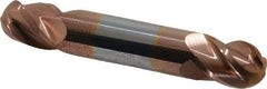 Accupro - 1/2" Diam, 5/8" LOC, 4 Flute Solid Carbide Ball End Mill - TiCN Finish, Double End, 3" OAL, 1/2" Shank Diam, Spiral Flute - USA Tool & Supply