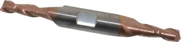 Accupro - 7/32", 9/16" LOC, 3/8" Shank Diam, 3" OAL, 2 Flute, Solid Carbide Square End Mill - Double End, TiCN Finish, Spiral Flute, 40° Helix, Centercutting, Right Hand Cut, Right Hand Flute - USA Tool & Supply