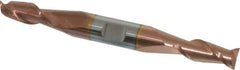 Accupro - 5/16", 3/4" LOC, 3/8" Shank Diam, 3-1/2" OAL, 2 Flute, Solid Carbide Square End Mill - Double End, TiCN Finish, Spiral Flute, 40° Helix, Centercutting, Right Hand Cut, Right Hand Flute - USA Tool & Supply