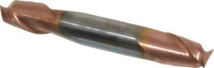 Accupro - 3/8", 1/2" LOC, 3/8" Shank Diam, 2-1/2" OAL, 2 Flute, Solid Carbide Square End Mill - Double End, TiCN Finish, Spiral Flute, 40° Helix, Centercutting, Right Hand Cut, Right Hand Flute - USA Tool & Supply