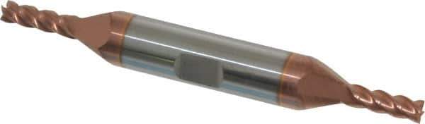 Accupro - 5/32", 7/16" LOC, 3/8" Shank Diam, 3" OAL, 4 Flute, Solid Carbide Square End Mill - Double End, TiCN Finish, Spiral Flute, 40° Helix, Centercutting, Right Hand Cut, Right Hand Flute - USA Tool & Supply