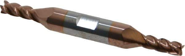Accupro - 7/32", 9/16" LOC, 3/8" Shank Diam, 3" OAL, 4 Flute, Solid Carbide Square End Mill - Double End, TiCN Finish, Spiral Flute, 40° Helix, Centercutting, Right Hand Cut, Right Hand Flute - USA Tool & Supply
