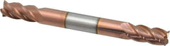 Accupro - 1/4", 1/2" LOC, 1/4" Shank Diam, 2-1/2" OAL, 4 Flute, Solid Carbide Square End Mill - Double End, TiCN Finish, Spiral Flute, 40° Helix, Centercutting, Right Hand Cut, Right Hand Flute - USA Tool & Supply