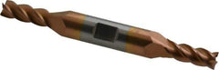 Accupro - 1/4", 5/8" LOC, 3/8" Shank Diam, 3" OAL, 4 Flute, Solid Carbide Square End Mill - Double End, TiCN Finish, Spiral Flute, 40° Helix, Centercutting, Right Hand Cut, Right Hand Flute - USA Tool & Supply