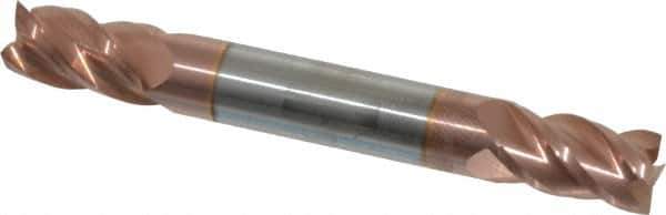 Accupro - 5/16", 1/2" LOC, 5/16" Shank Diam, 2-1/2" OAL, 4 Flute, Solid Carbide Square End Mill - Double End, TiCN Finish, Spiral Flute, 40° Helix, Centercutting, Right Hand Cut, Right Hand Flute - USA Tool & Supply